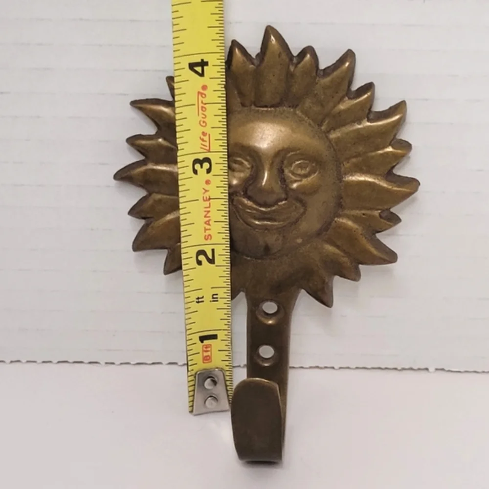 Sun Face Brass Vintage Wall Hook
